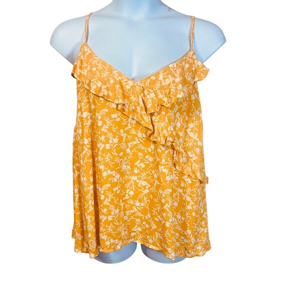 Old Navy NWT Sunshine Yellow Ditzy Floral Ruffle Cami Adjustable Straps Sz 2X - Picture 1 of 7